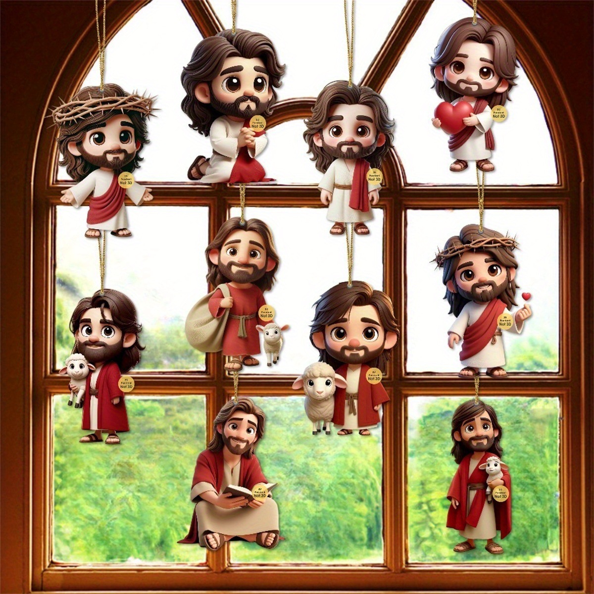 Car Blind Spot Mirror - 10PCS Jesus Car Ornament 2D Acrylic