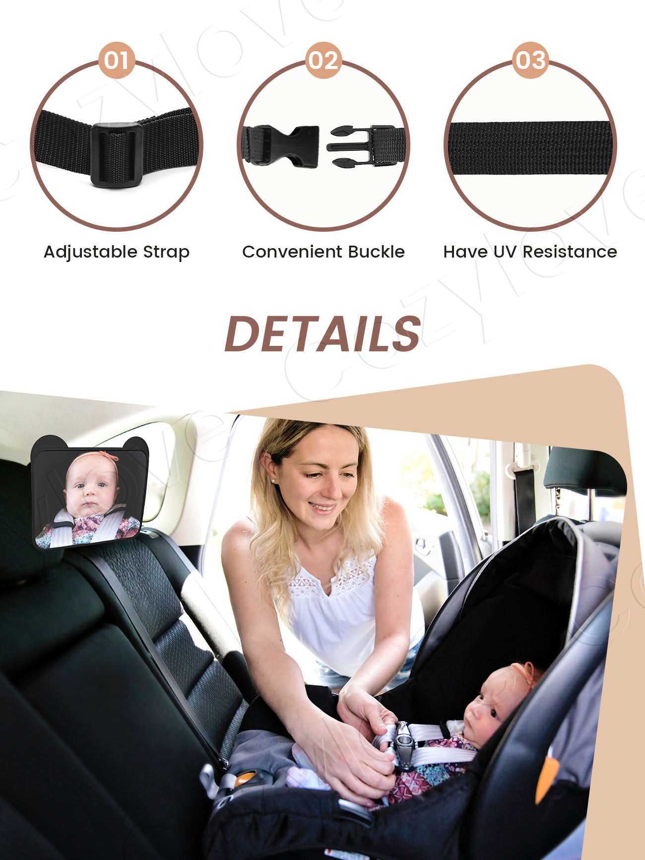 Cute Bear Ear Baby Car Mirror  - Car Blind Spot Mirror review and price