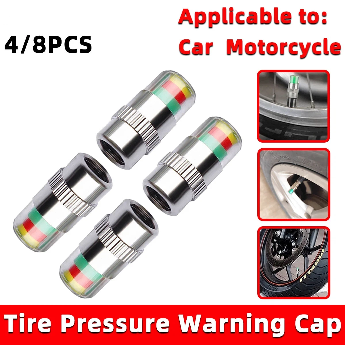 4/8PCS Car Tire Valve Caps wit - Tire Pressure Monitor review and price