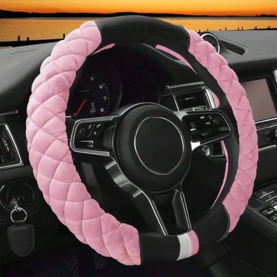 Plush Diamond-Patterned Steeri - Car Accessories For Steering Wheel review and price