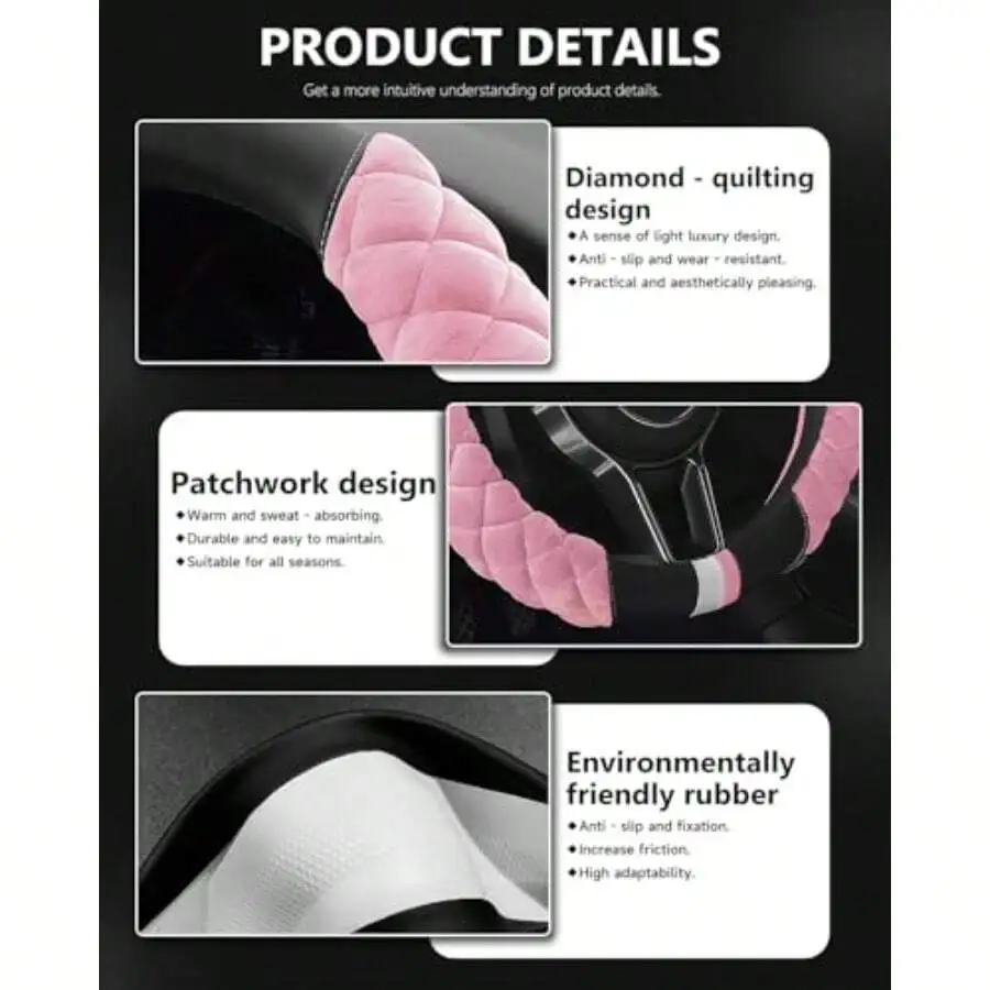Plush Diamond-Patterned Steeri - Car Accessories For Steering Wheel review and price